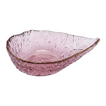 Elegant Glass Teardrop Decorative Bowl Small Gold Rim Dish Candy Bowl 6.5"Lx2"Wx2"H