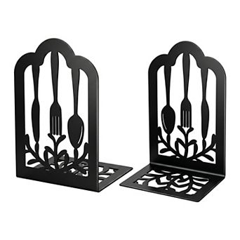 Decorative Metal Bookends Book Ends Non Skid Hollow out Book Stopper for Office 2 pc 4.7"Lx3.5"Wx7"H