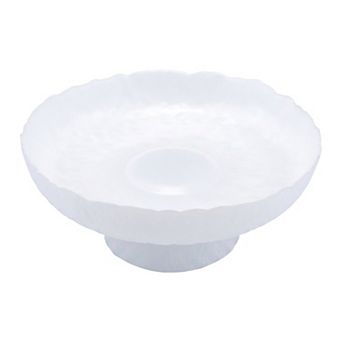 Modern Fluted Pedestal Bowl Scalloped Fruit Bowl for Kitchen Counter 8.1"Lx8.1"Wx3.2"H