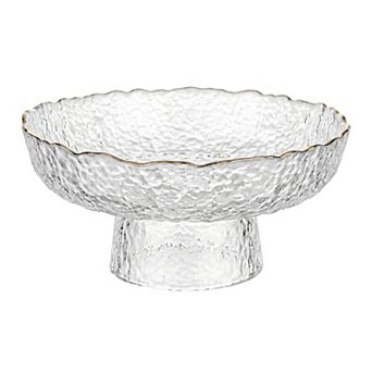Modern Fluted Pedestal Bowl Scalloped Fruit Bowl for Kitchen Ribbed Bowl 6"Lx6"Wx2.7"H