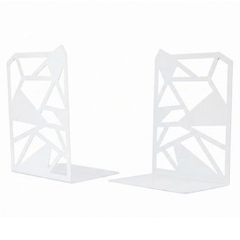 Modern Geometric Metal Bookends Decorative Book Ends Non Skid Book Stopper 2 pc 4.7"Lx4.7"Wx6.5"H