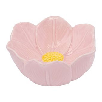 Artistic Yellow Flower Ceramic Box Blooming Floral Storage Jar with Lid 5.1"Lx4.9"Wx2.2"H