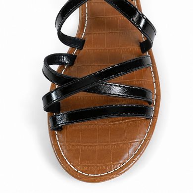 Clarissa-27 Multi Strap Ankle Buckle Flat Sandals