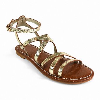 Clarissa-27 Multi Strap Ankle Buckle Flat Sandals