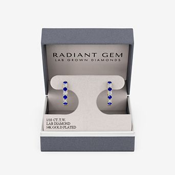 RADIANT GEM 1/10 Carat T.W. Lab-Grown Diamond & Simulated Sapphire Huggie Hoop Earrings