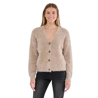 Juniors' madden girl Long Sleeve 4-Button V-Neck Sweater Cardigan