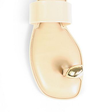 Jelli-114 Metallic Toe Ring Flat Slide Sandals Casual Summer Footwear