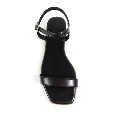 Olgana-3 Minimalist Ankle Strap Flat Sandals with Metallic Trim Detail