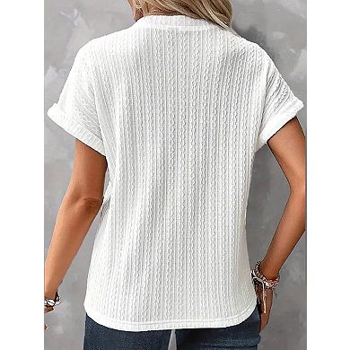 Women's Summer V Neck Blouse Casual Short Sleeves Tops
