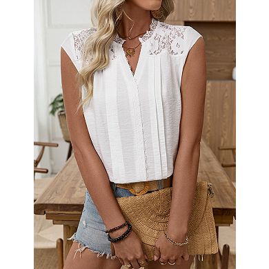 Women's Sleeveless Blouse V Neck Suumer Casual Boho Top