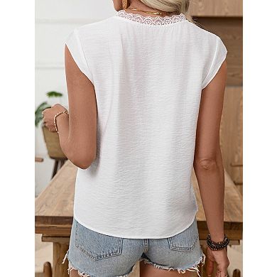 Women's Sleeveless Blouse V Neck Suumer Casual Boho Top