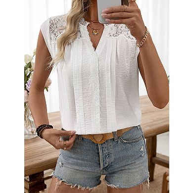 Women's Sleeveless Blouse V Neck Suumer Casual Boho Top