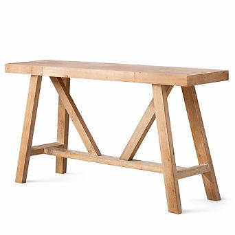 GOMYHOME 58.5" Farmhouse A-Frame Console Table, Wood Entryway Sofa Table