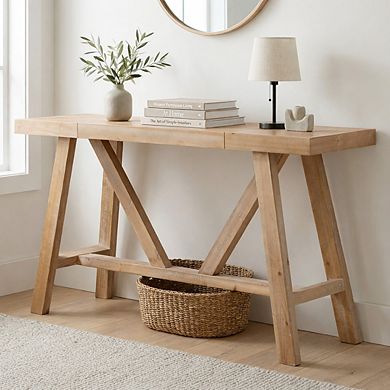 GOMYHOME 58.5" Farmhouse A-Frame Console Table, Wood Entryway Sofa Table
