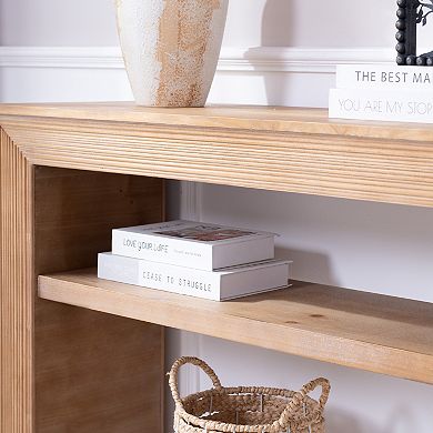 GOMYHOME Rustic Wood Console Table with Shelf, 59" Entryway Sofa Table, Natural Finish