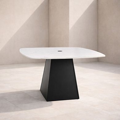 GOMYHOME 44" Outdoor Patio Dining Table, Sintered Stone Top with Aluminum Base