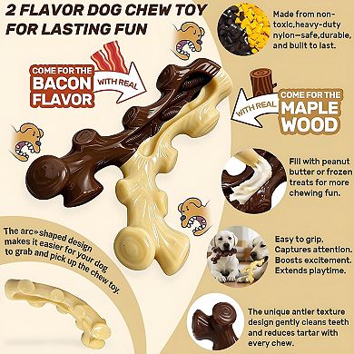 2 Pack Durable Dog Chew Toys Teeth Cleaning for Medium Large Dogs