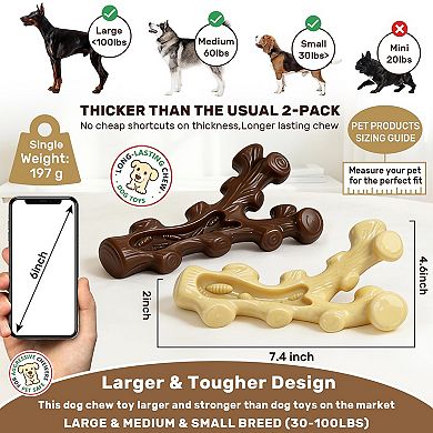 2 Pack Durable Dog Chew Toys Teeth Cleaning for Medium Large Dogs