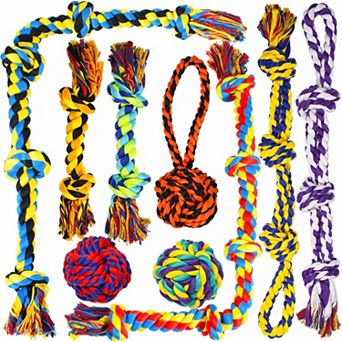 9 Pack Cotton Rope Toy Set 5 Knot Durable Chew Toys for All Dogs