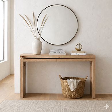 GOMYHOME 52.6" Narrow Console Table, Wood Entryway Sofa Table with Bead Detail