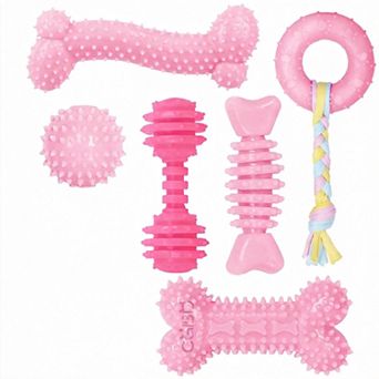 6 Pack Pink Puppy Chew Toys Soft Durable Interactive for Small Dogs