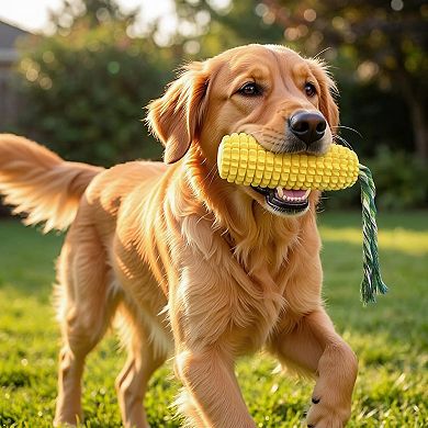 Corn Shaped Squeaky Chew Toy Durable for All Dogs
