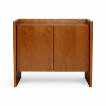 GOMYHOME Walnut MDF Sideboard Storage Cabinet, 2-Door Buffet for Entryway or Living Room