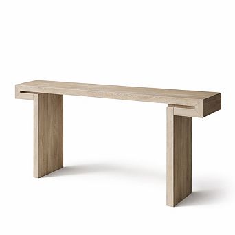 GOMYHOME 59.8" Wood Console Table, Narrow Entryway Sofa Table, Modern Oak Finish
