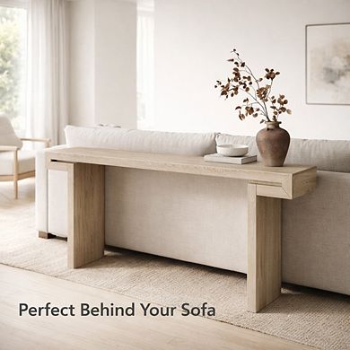 GOMYHOME 59.8" Wood Console Table, Narrow Entryway Sofa Table, Modern Oak Finish