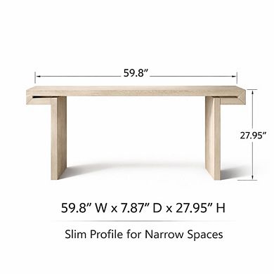 GOMYHOME 59.8" Wood Console Table, Narrow Entryway Sofa Table, Modern Oak Finish