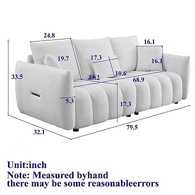 GOMYHOME 79.5" Teddy Fabric 3-Seater Sofa, Upholstered Modern Couch with Wood Frame, Green