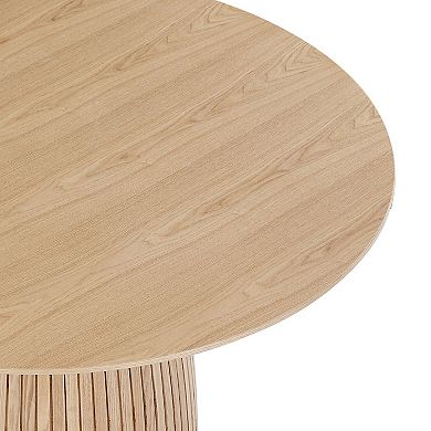 GOMYHOME 47" Round Dining Table, Oak MDF Pedestal Base Kitchen Table