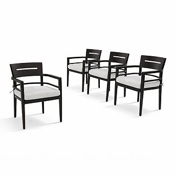 GOMYHOME Aluminum Outdoor Dining Chairs Set of 4 with Sunbrella Cushions, Ergonomic Patio Seating