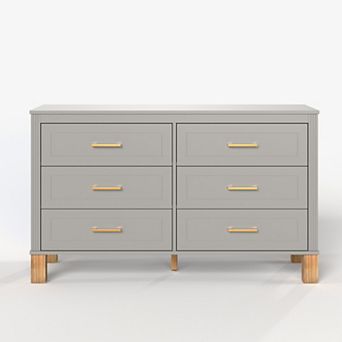 GOMYHOME 6-Drawer Modern Wood Double Dresser with Metal Handles, Gray
