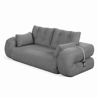 GOMYHOME 78.7" Convertible Floor Sofa Bed, 3-in-1 Teddy Fabric Sleeper Couch, Grey