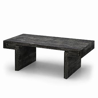GOMYHOME Industrial Coffee Table with Storage Shelf, Wood Veneer MDF, Black