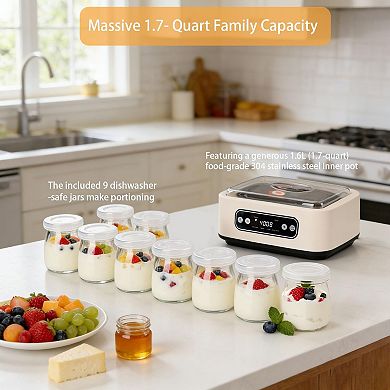 1.7 Quart Stainless Steel Yogurt Maker with Adjustable Temperature and Timer 1 Piece