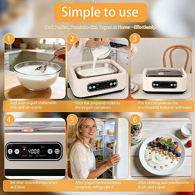 1.7 Quart Stainless Steel Yogurt Maker with Adjustable Temperature and Timer 1 Piece