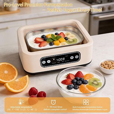 1.7 Quart Stainless Steel Yogurt Maker with Adjustable Temperature and Timer 1 Piece