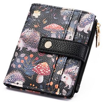 Women's Short Wallet with 8 Card Slots, Zipper Pocket and ID Window, Bifold Purse for Daily Travel