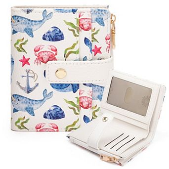Women's Short Wallet with 8 Card Slots, Zipper Pocket and ID Window, Bifold Purse for Daily Travel