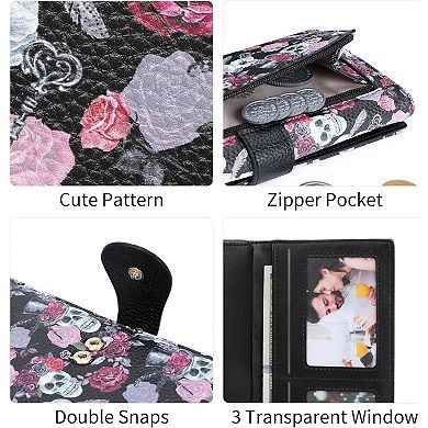 Women's RFID Blocking Wallet, Trifold PU Leather Wallet with Cute Print for Travel & Daily Use