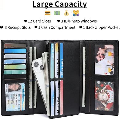 Women's RFID Blocking Wallet, Trifold PU Leather Wallet with Cute Print for Travel & Daily Use