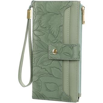 Women's Bifold Wallet RFID Blocking, PU Leather Long Card Holder with Wristlet for Commuting, Travel