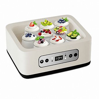 1.7-qt Yogurt Maker with Stainless Steel Bowl 9 Glass Jars Digital Timer Family Size