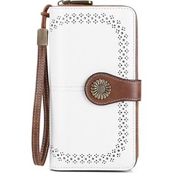 Women's RFID Blocking Wallet, PU Leather Clutch with Detachable Wristlet for Daily Use, Shopping