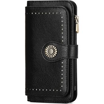 Women's Trifold PU Leather Wallet, RFID Blocking with Zipper Coin Pocket for Daily Travel Shopping