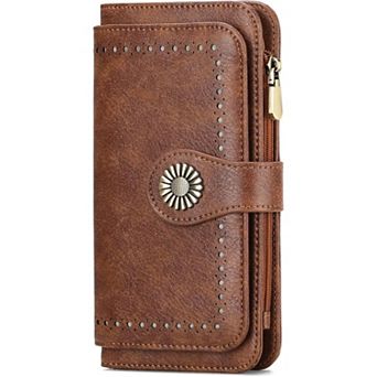 Women's Trifold PU Leather Wallet, RFID Blocking with Zipper Coin Pocket for Daily Travel Shopping