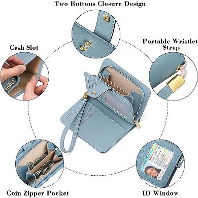 Ladies PU Leather Wallet, RFID Blocking Compact Lightweight Purse, Suitable for Travel, Shopping