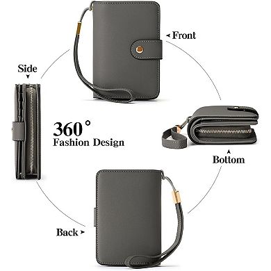 Ladies PU Leather Wallet, RFID Blocking Compact Lightweight Purse, Suitable for Travel, Shopping